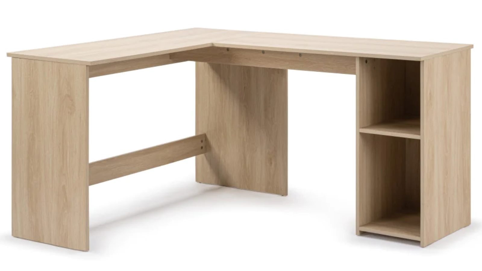 Design Square Walter L-Shape Executive Office Desk with 2-Shelves - Oak