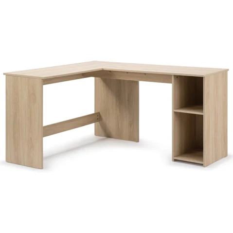 Design Square Walter L-Shape Executive Office Desk with 2-Shelves - Oak