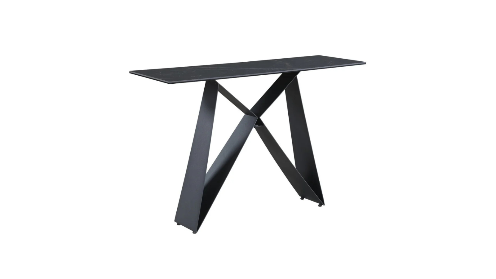 Raimon Furniture Ceramic Sable Black Tempered Glass Moon Console Hall Table - 120cm