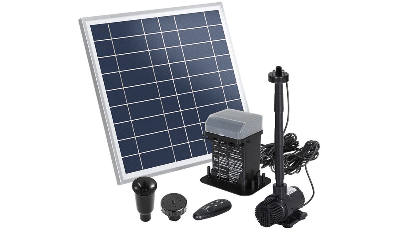 Gardeon Solar Pond Pump with Battery Kit LED Lights - 9.8ft