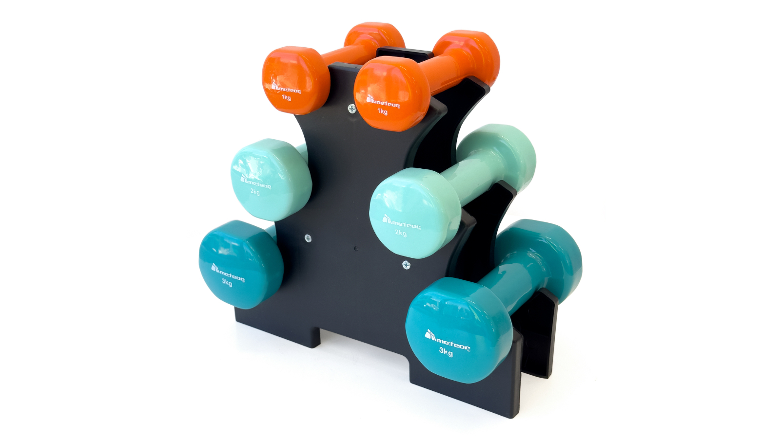Meteor For The Winners 1kg/2kg/3kg Anit-Slip Vinyl Dumbbell Set with Storage Rack
