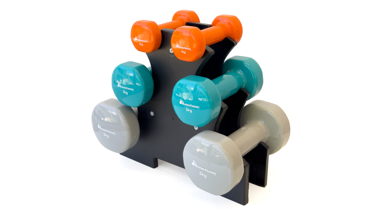 Meteor For The Winners 1kg/3kg/5kg Anit-Slip Vinyl Dumbbell Set with Storage Rack