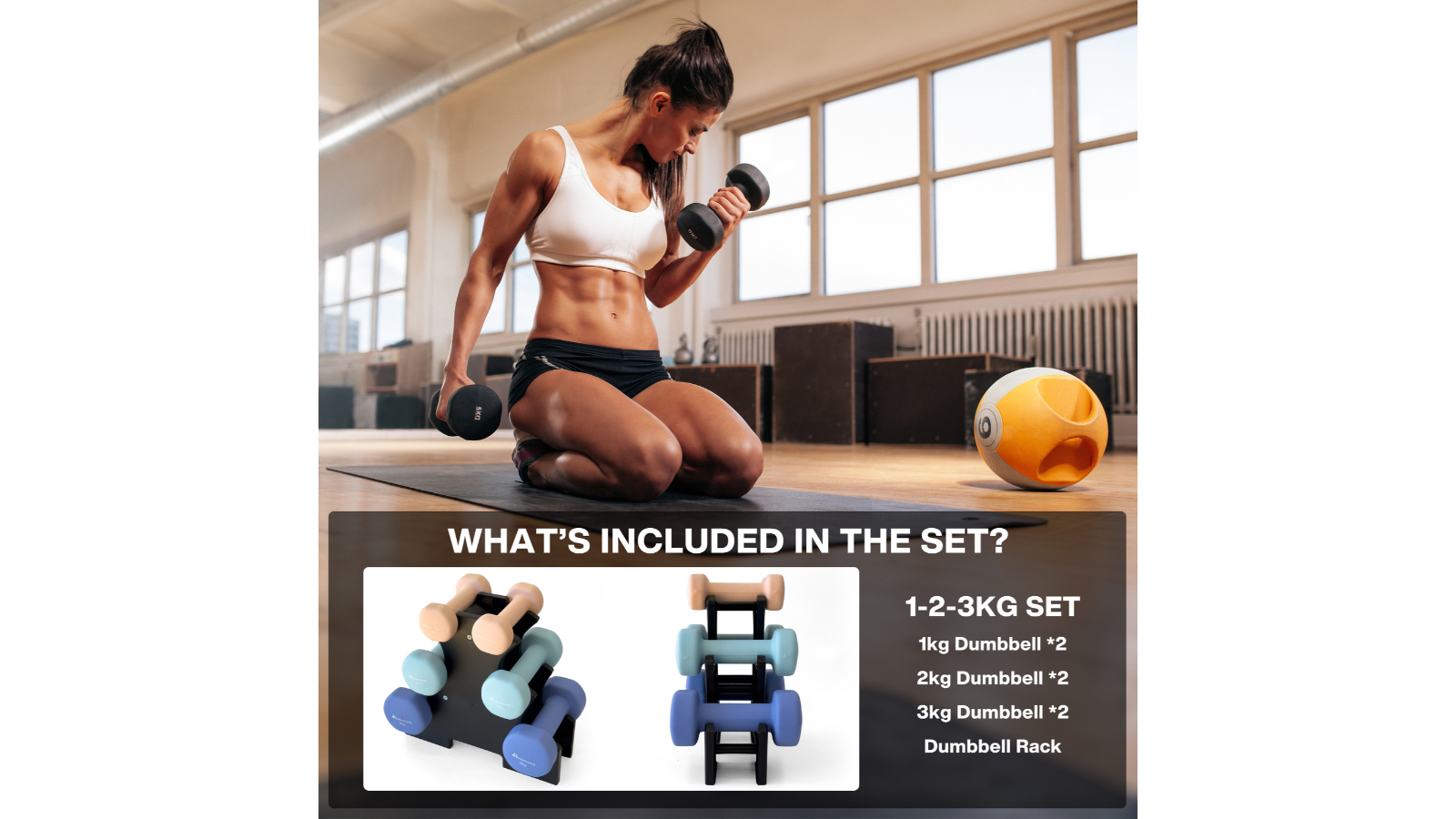 Meteor For The Winners 1kg/2kg/3kg Flat Bottom Neoprene Dumbbell