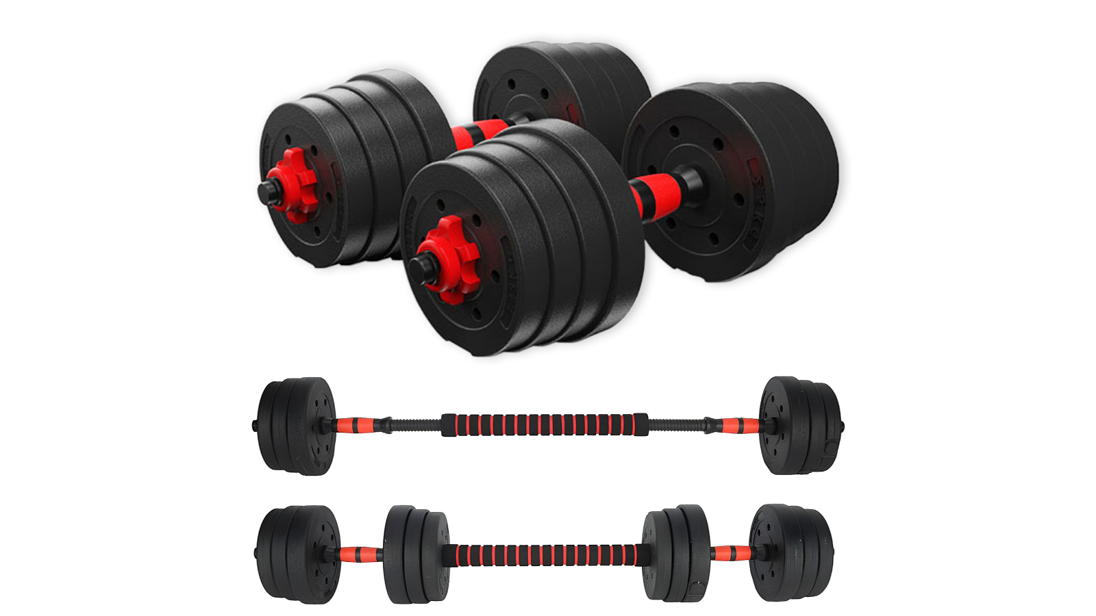 Meteor For The Winners Adjustable Dumbbell Barbell Convertible Set - 30kg