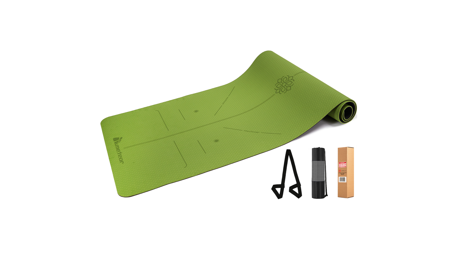 Meteor For The Winners 183 x 65cm Non-slip TPE Yoga Mat in 6mm - Apple Green