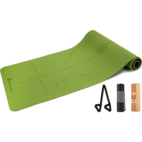 Meteor For The Winners 183 x 65cm Non-slip TPE Yoga Mat in 6mm - Apple Green