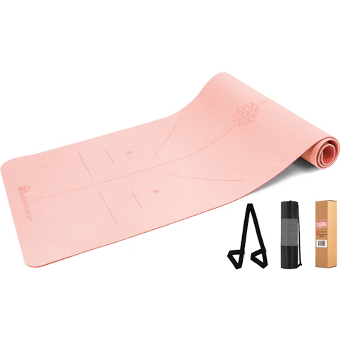 Meteor For The Winners 183 x 65cm Non-slip TPE Yoga Mat in 6mm - Begonia