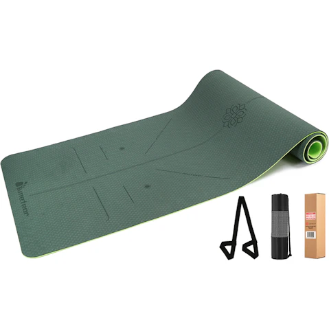 Meteor For The Winners 183 x 65cm Non-slip TPE Yoga Mat in 6mm - Dark Green