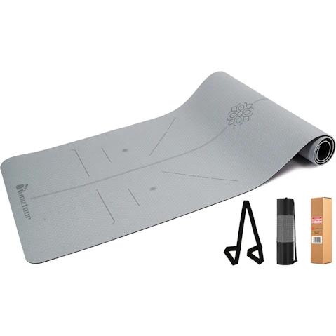 Meteor For The Winners 183 x 65cm Non-slip TPE Yoga Mat in 6mm - Grey Black