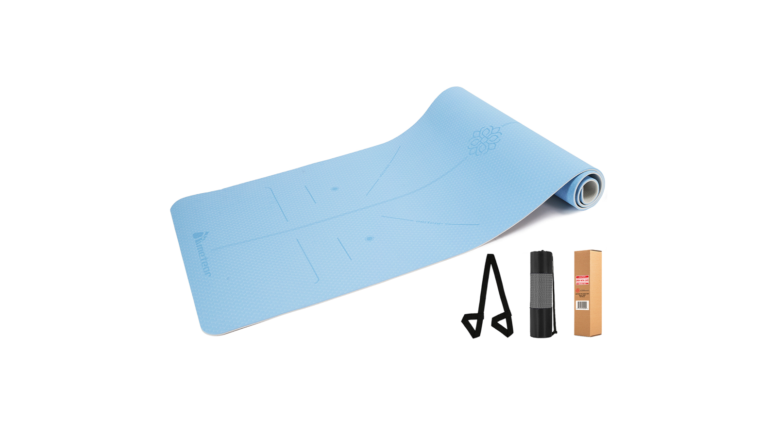 Meteor For The Winners 183 x 65cm Non-slip TPE Yoga Mat in 6mm - Light Blue