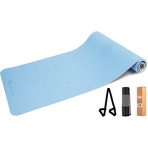 Meteor For The Winners 183 x 65cm Non-slip TPE Yoga Mat in 6mm - Light Blue