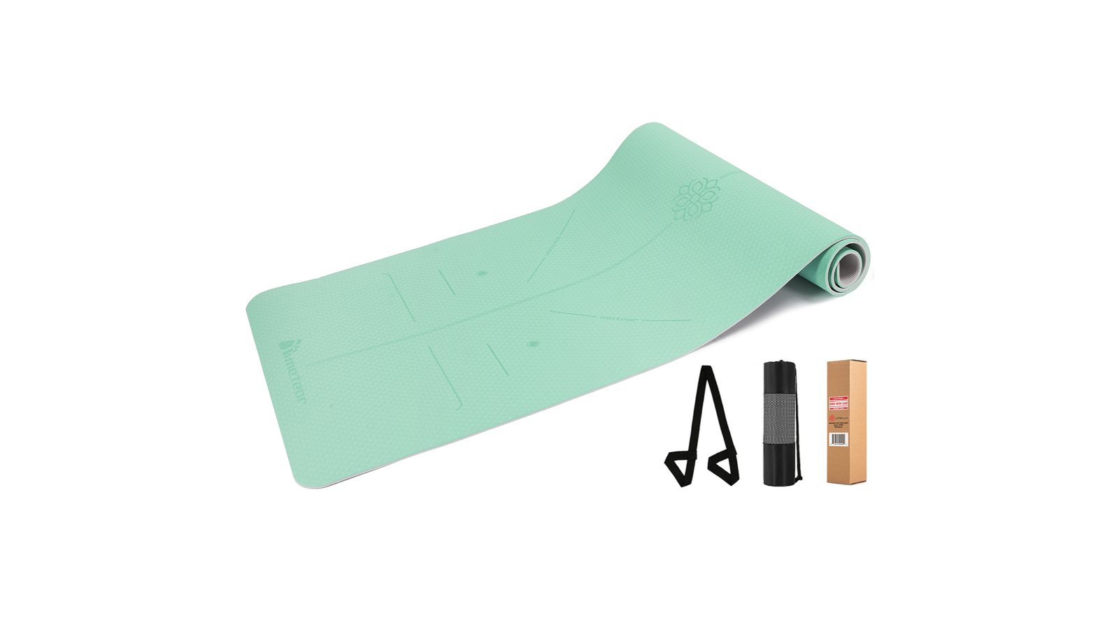 Meteor For The Winners 183 x 65cm Non-slip TPE Yoga Mat in 6mm - Mint Grey