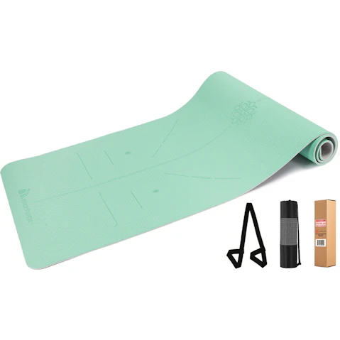 Meteor For The Winners 183 x 65cm Non-slip TPE Yoga Mat in 6mm - Mint Grey