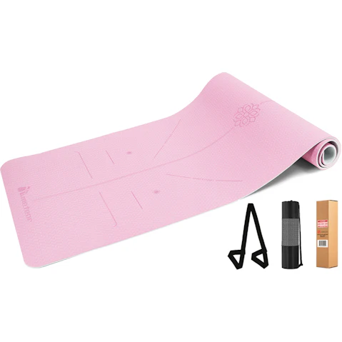 Meteor For The Winners 183 x 65cm Non-slip TPE Yoga Mat in 6mm - Pink Blue