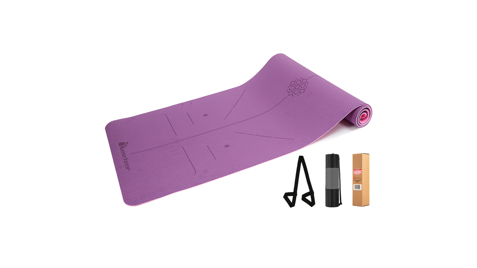 Meteor For The Winners 183 x 65cm Non-slip TPE Yoga Mat in 6mm - Purple Pink