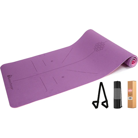 Meteor For The Winners 183 x 65cm Non-slip TPE Yoga Mat in 6mm - Purple Pink