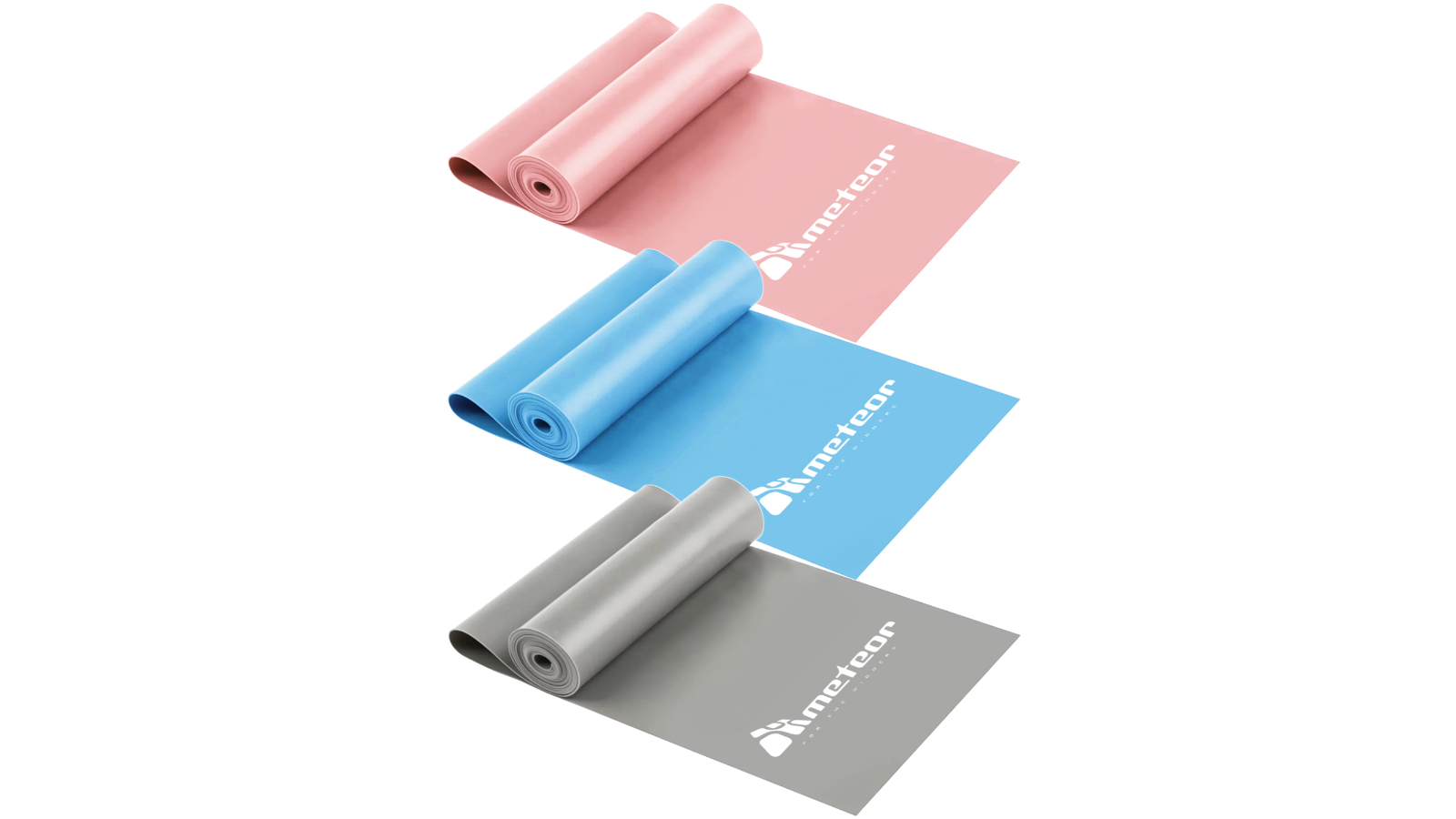 Meteor For The Winners 200cm Light Resistance Band Set with Carry Bag - Pink/Blue/Light Grey