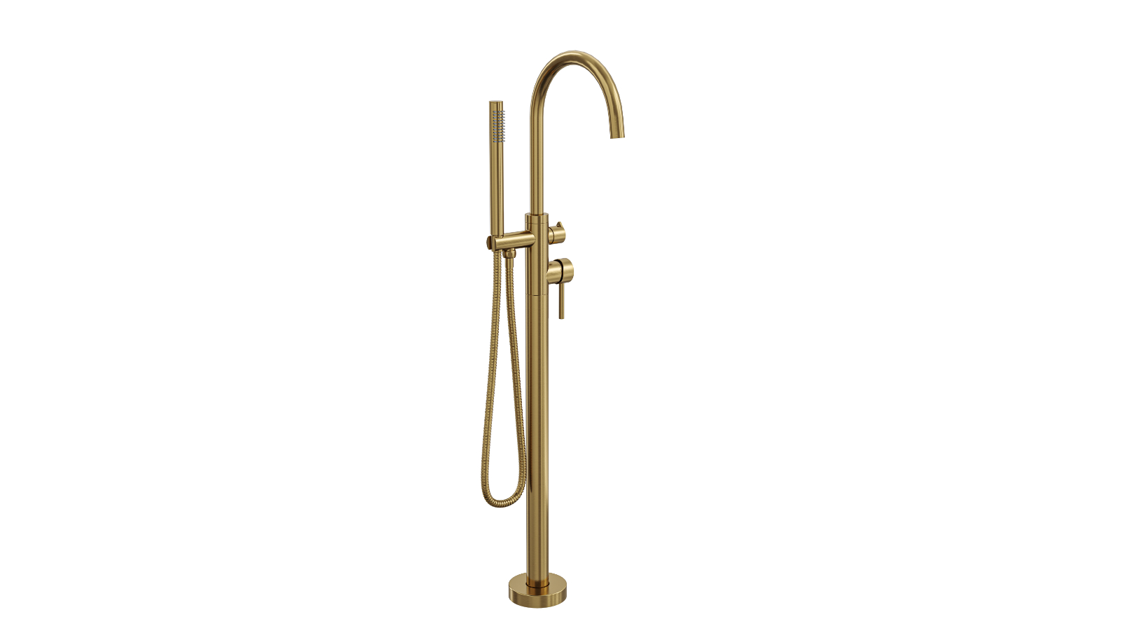 Linsol Nure Free Standing Bath Mixer with Hand Shower - Brushed Brass
