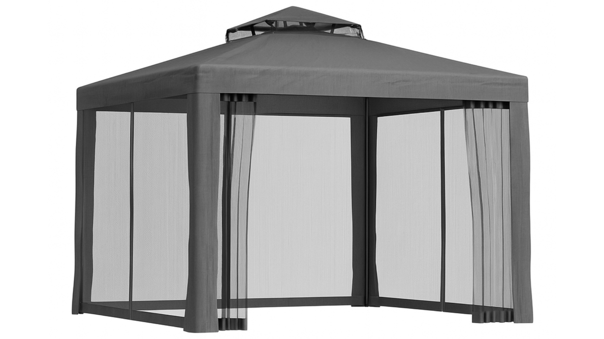 Instahut 3m Outdoor Canopy Gazebo with Mesh Wall - Grey