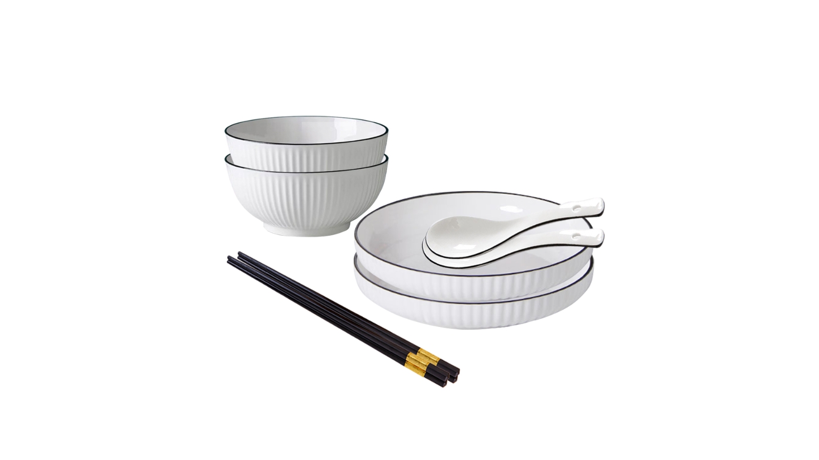SOGA White Japanese Style Ceramic Dinnerware - Set of 4