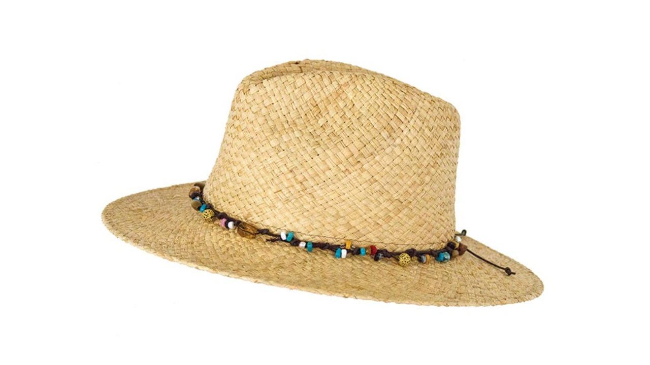 Ocean and Earth Breeze Lightweight Ladies Raffia Cane Wide Brim Hat - Medium/Large