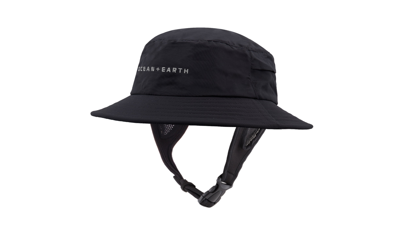 Ocean and Earth Bingin Youth Soft Peak Bucket Surf Hat with Chin Strap - Black