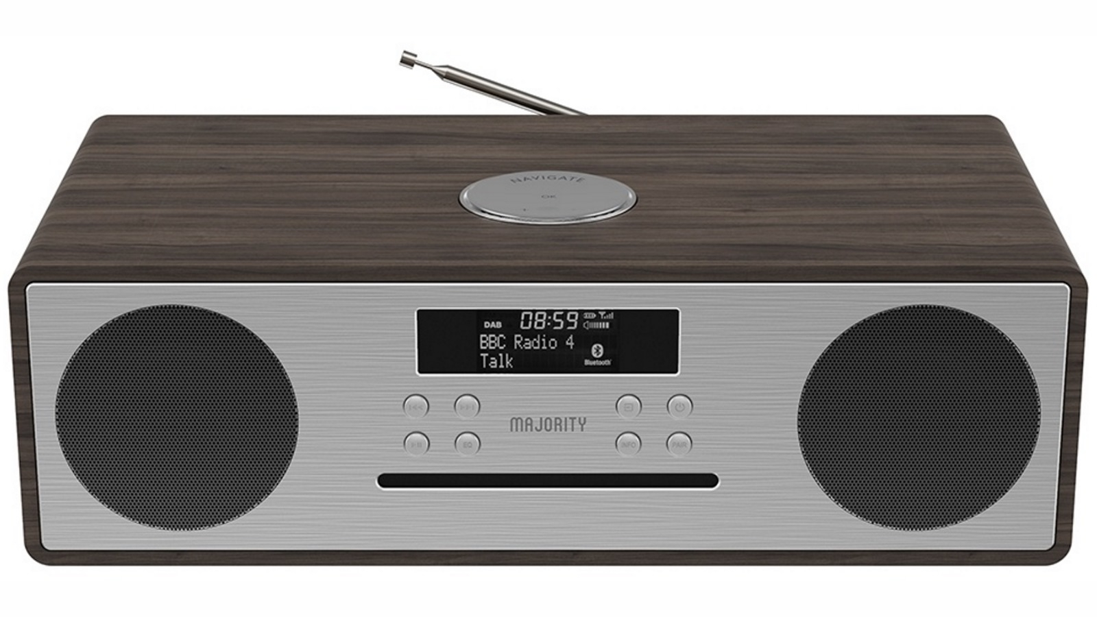 Majority Oakington Bluetooth DAB Radio & CD Player - Walnut | Harvey Norman