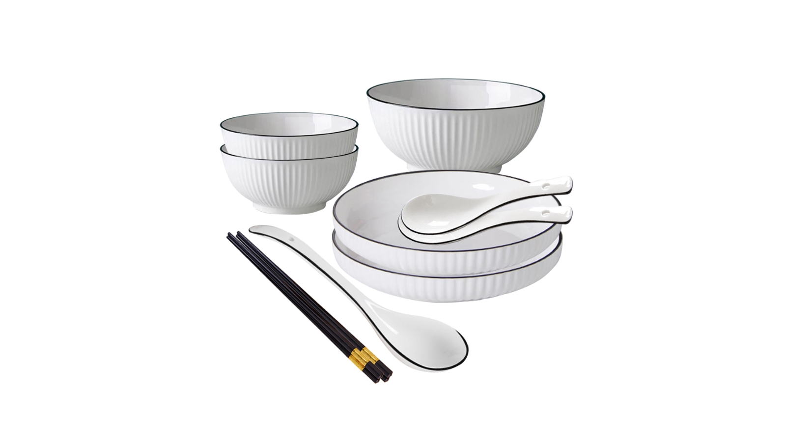 SOGA White Japanese Style Ceramic Dinnerware - Set of 5