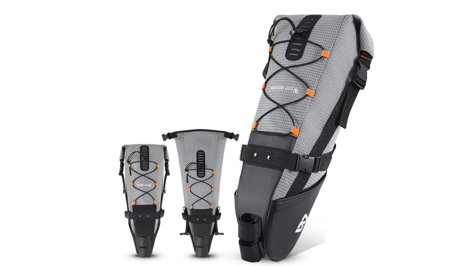 NNEOBA Waterproof 10 Litre Reflective Bike Saddle Bag - Gray