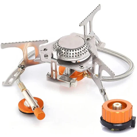NNEOBA Silver 3500W Portable Camping Gas Stove with Adapter