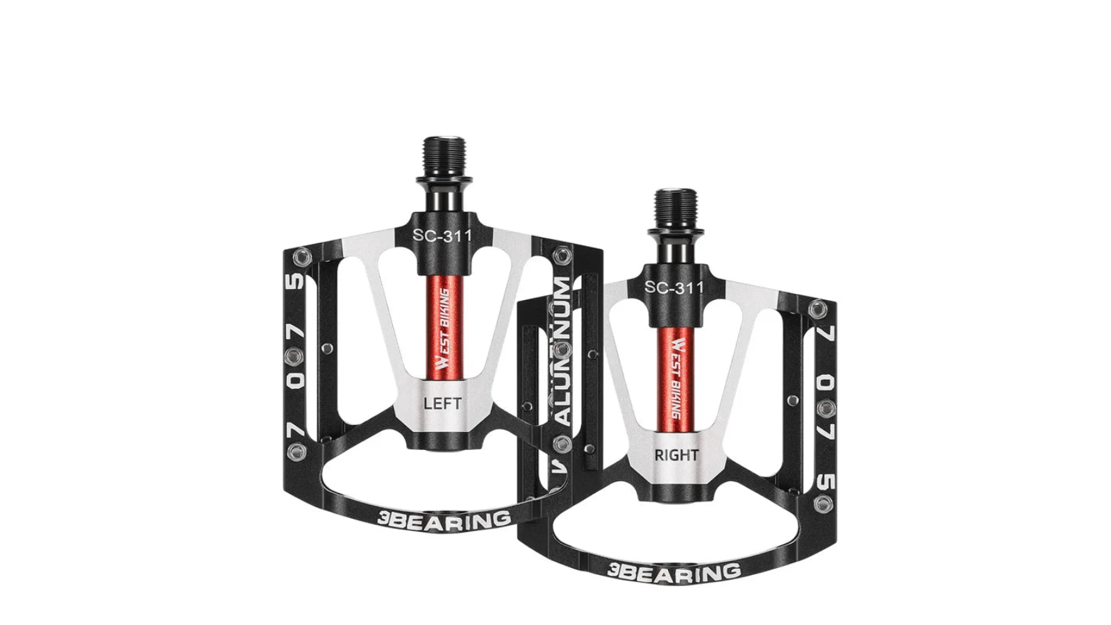 NNEOBA 3-Bearing CNC Aluminum Anti-Slip Bike Pedal - Black