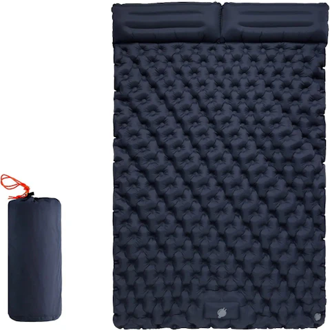 NNEOBA Inflatable Sleeping Pad Air Mattress with Built-in Pillow Pump - Navy Blue