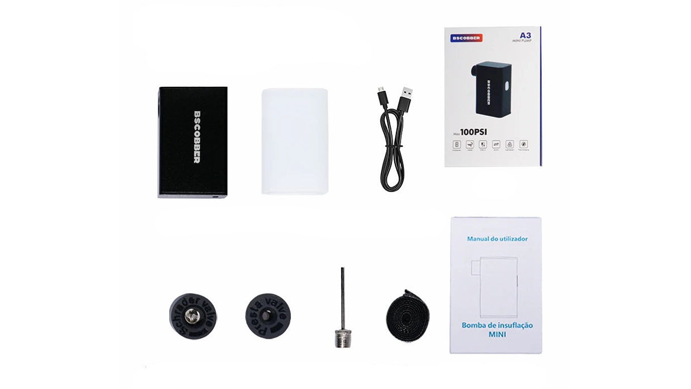 NNEOBA Black Mini Rechargeable Wireless Bike Air Pump