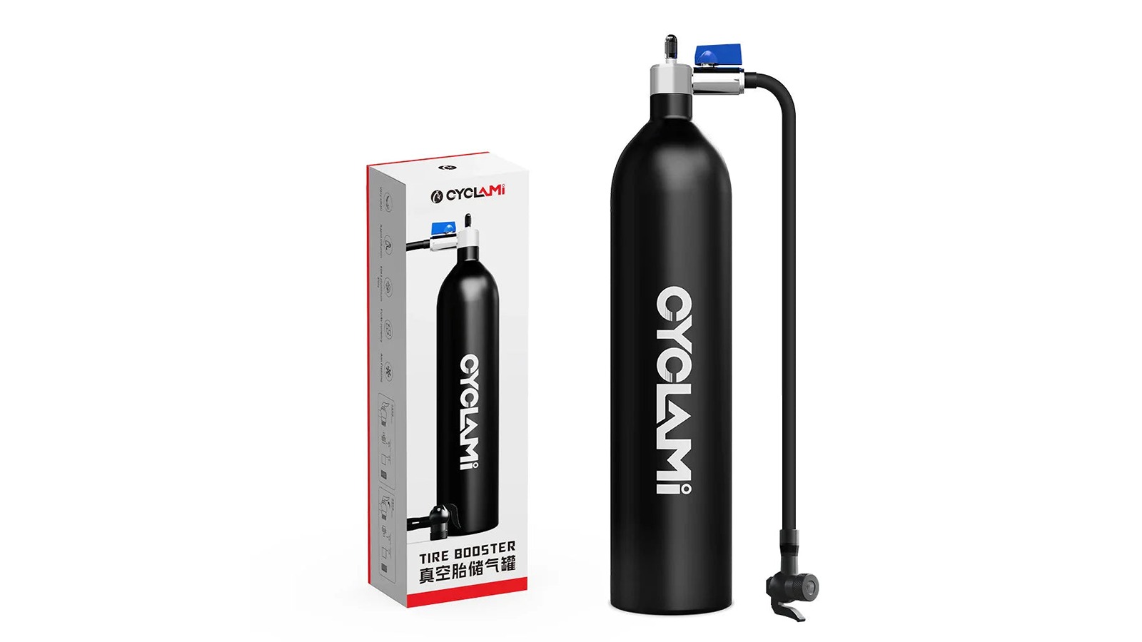 NNEOBA 1.3 Litre Aluminum Alloy Black High-Pressure Tire Booster Air Tank with Valve