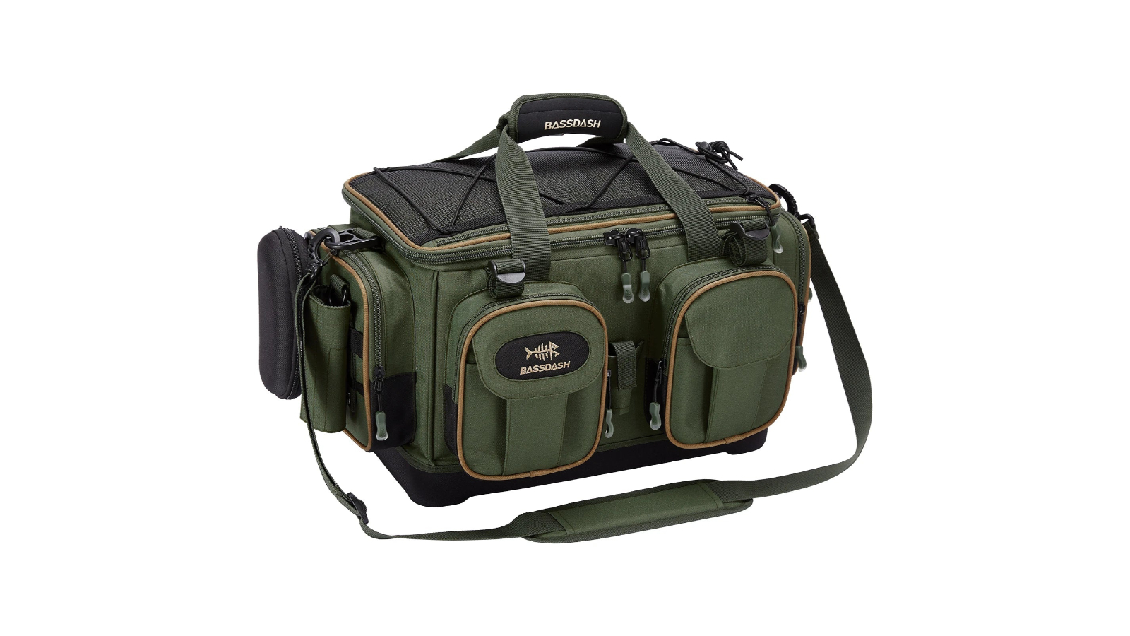 NNEOBA Army Green Fishing Tackle Shoulder Bag with Rain Cover