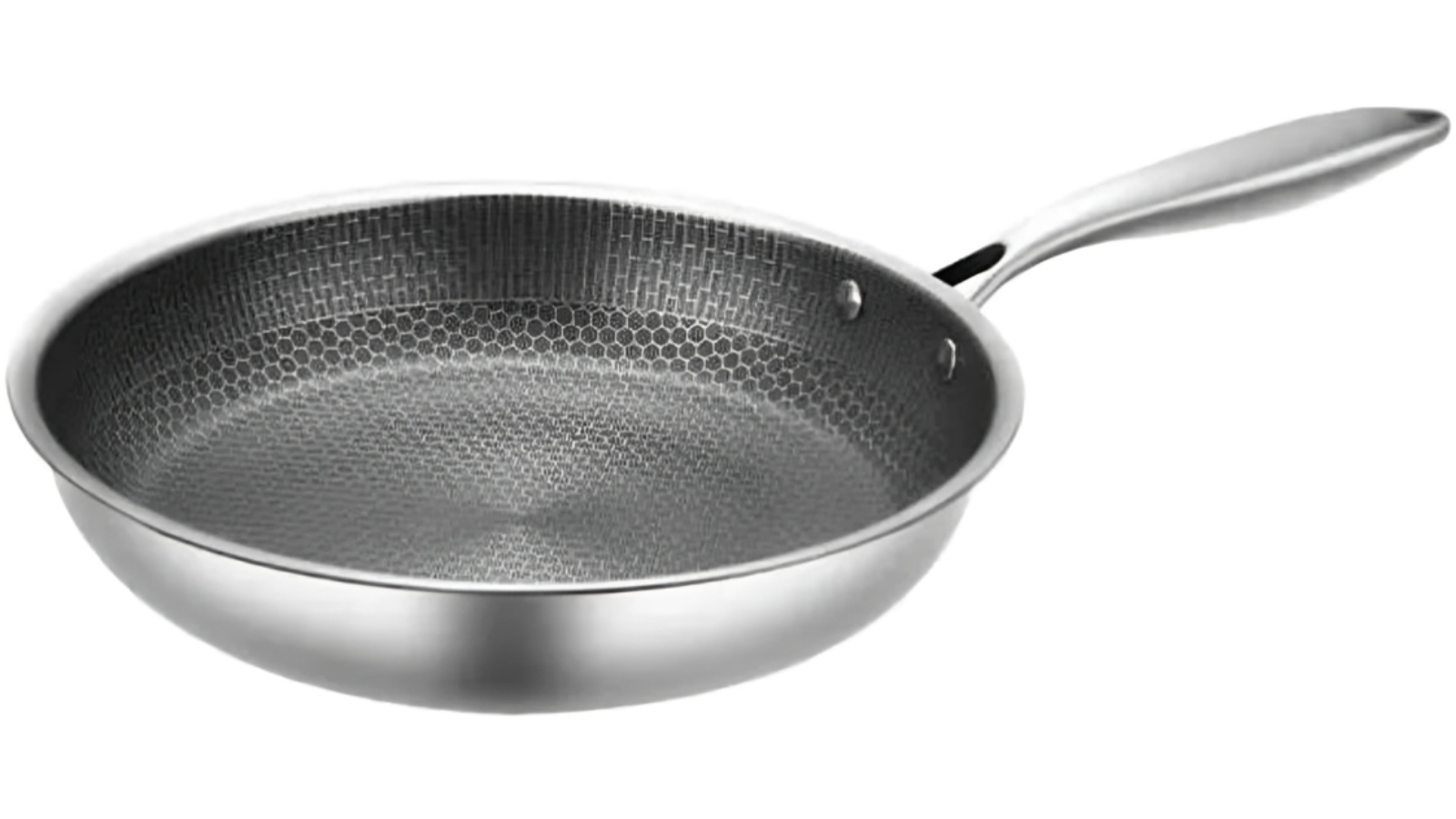 NNEOBA 30cm Non-Stick Premium Stainless Steel Skillet - Silver