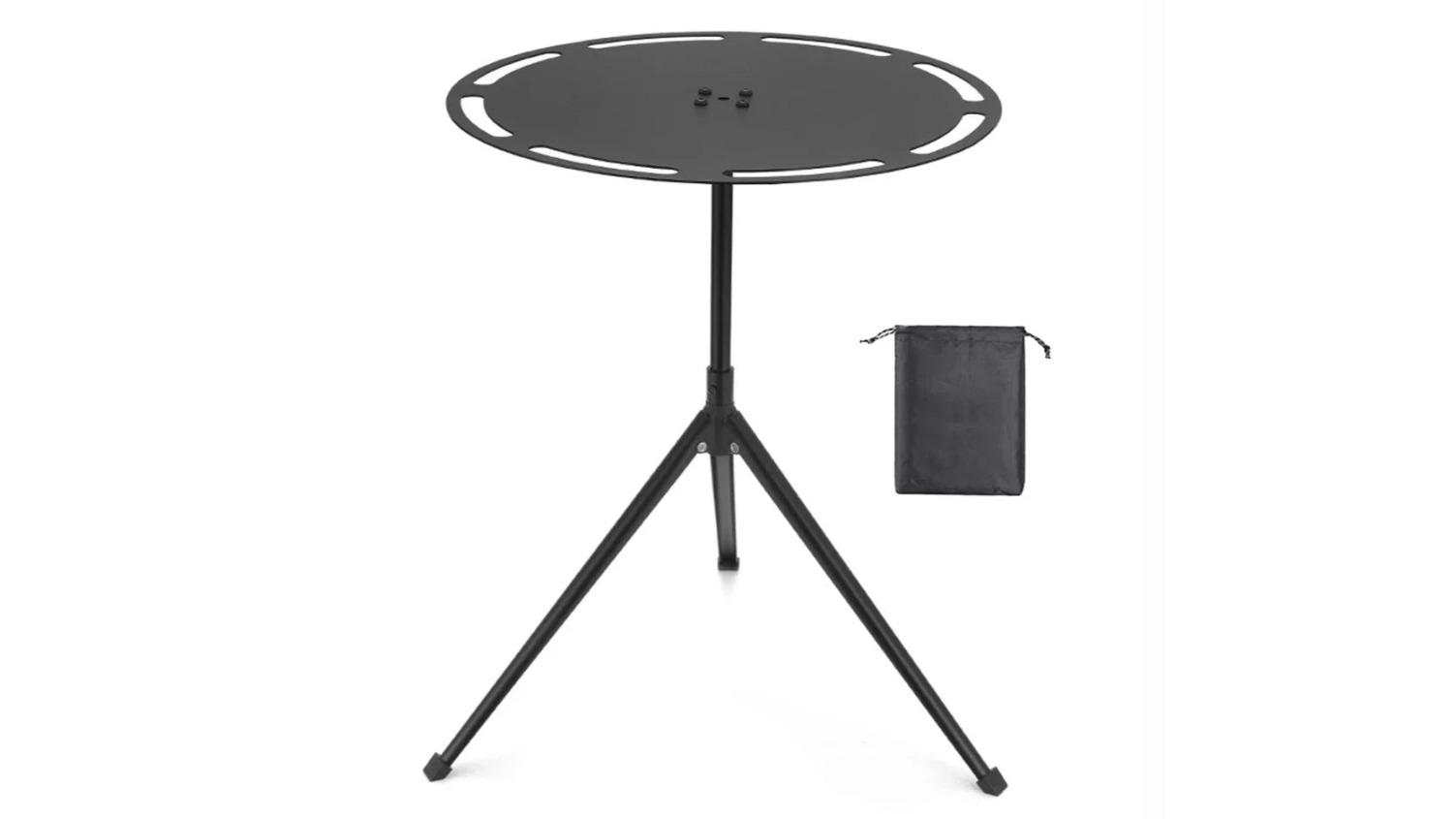 NNEOBA Round Aluminum Alloy Camping Table with Tripod and Storage Bag