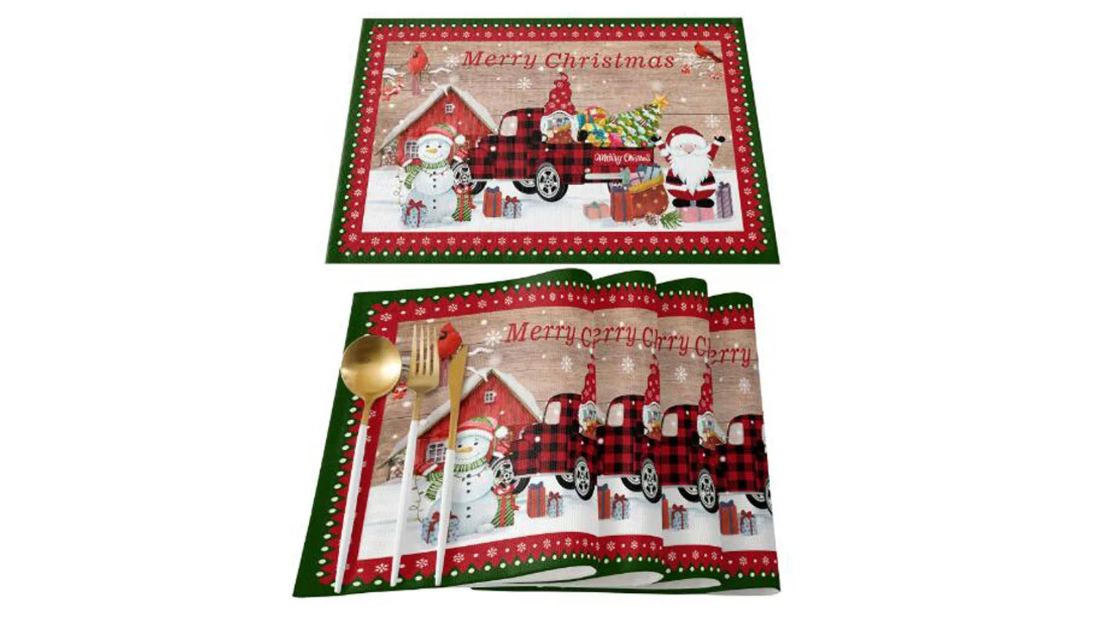 NNEOBA Linen Faceless Gnome Print Table Placemat