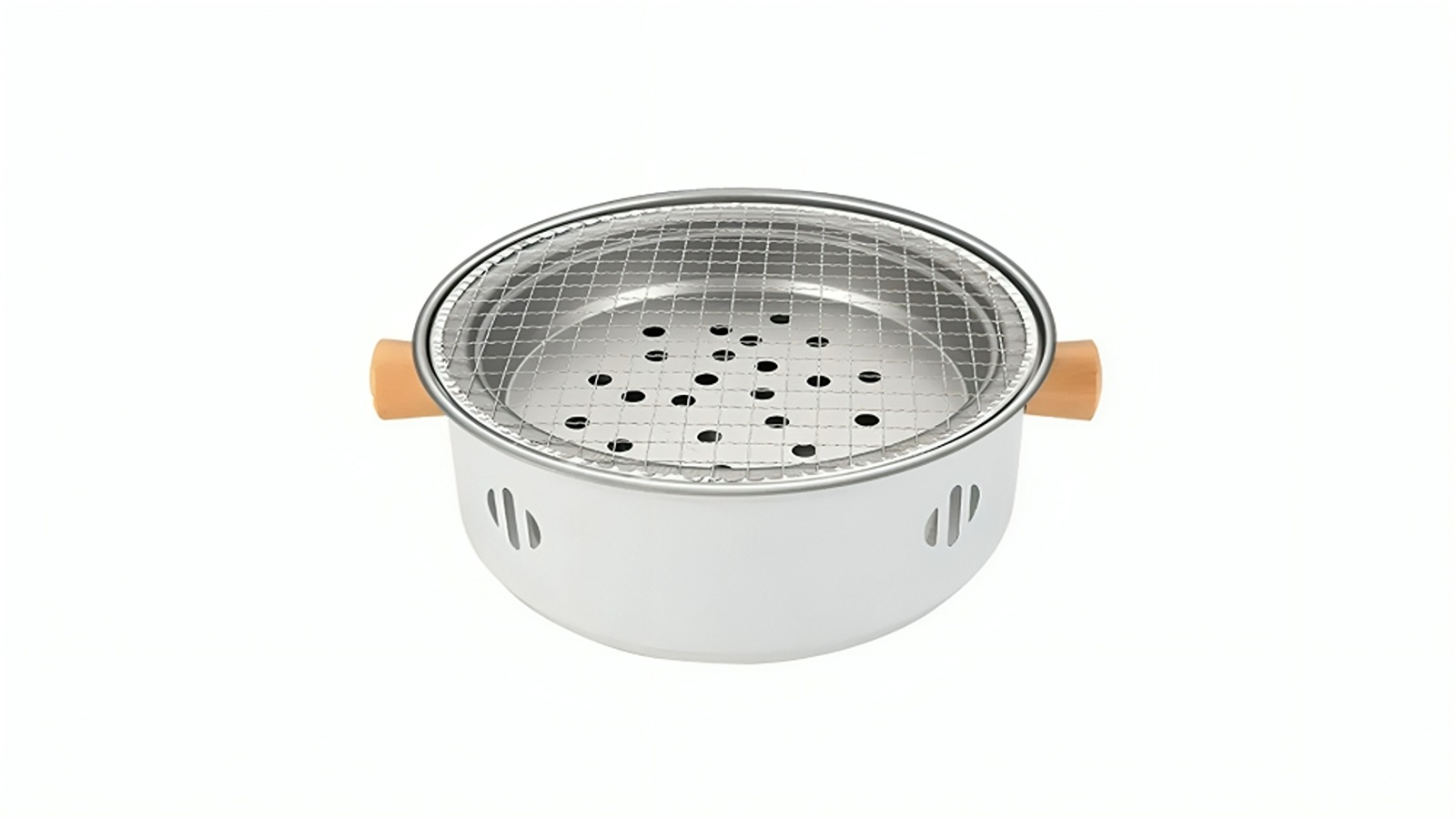 NNEOBA White Steel Round Split Non-Stick Charcoal BBQ Grill Stove