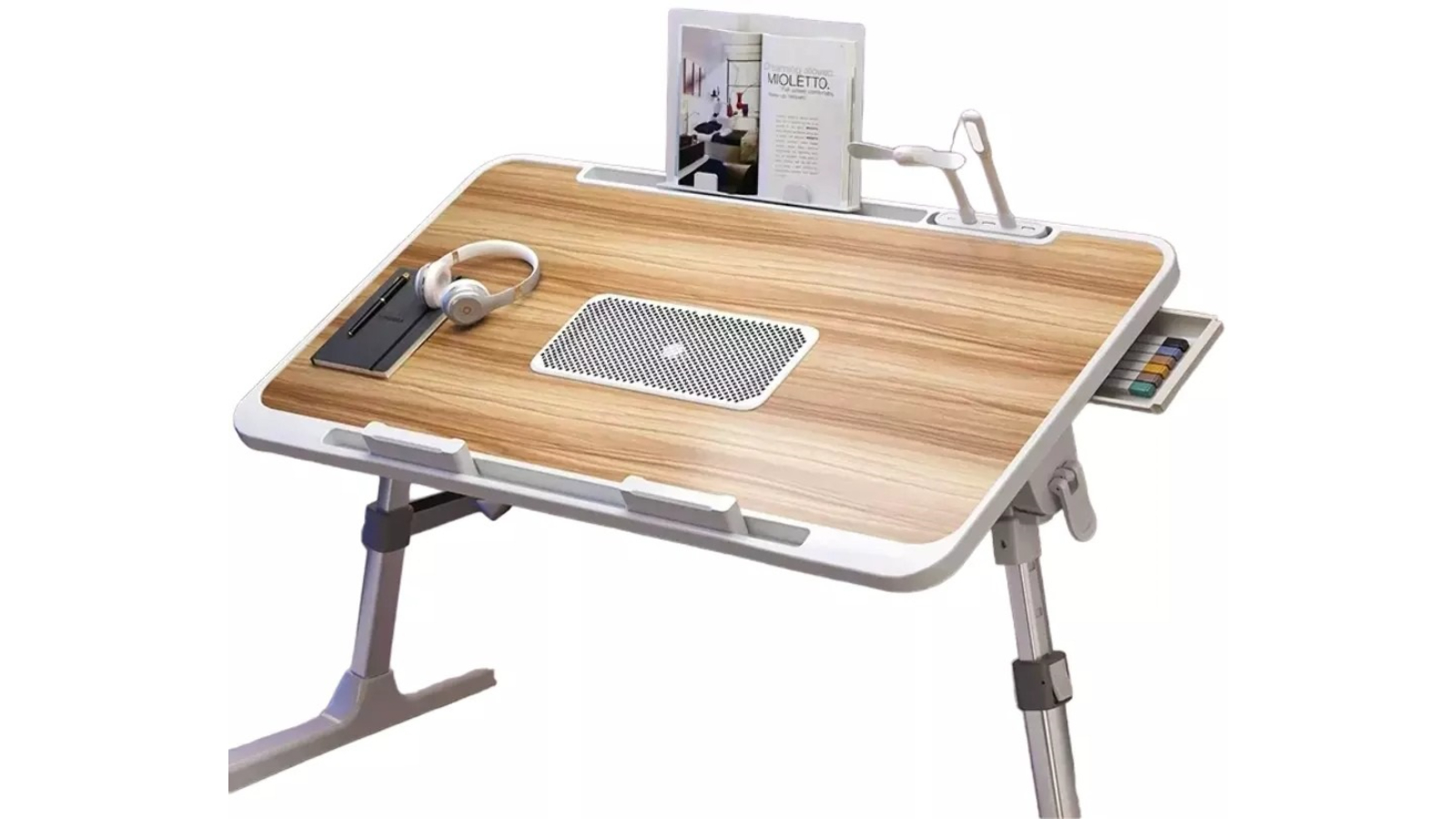 NNEOBA Foldable Adjustable Laptop Desk with Drawer