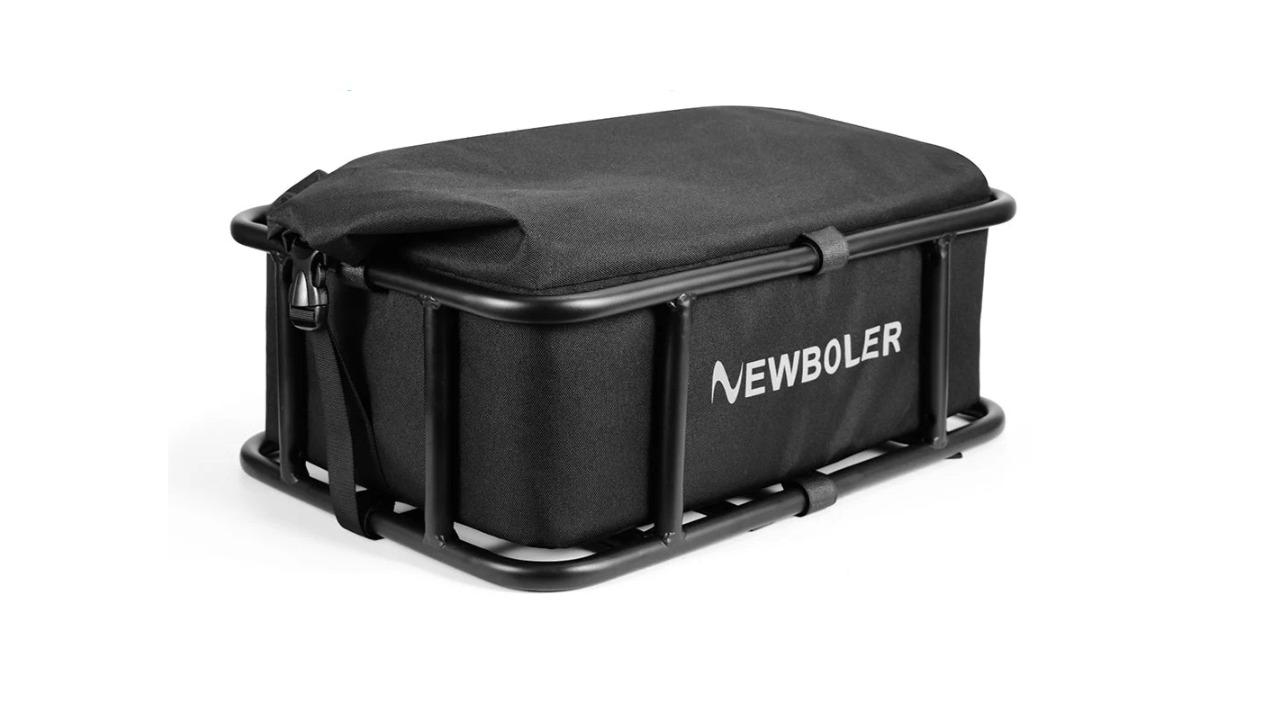 NNEOBA Rear Bike Basket with Metal Waterproof Rear Bag - Black