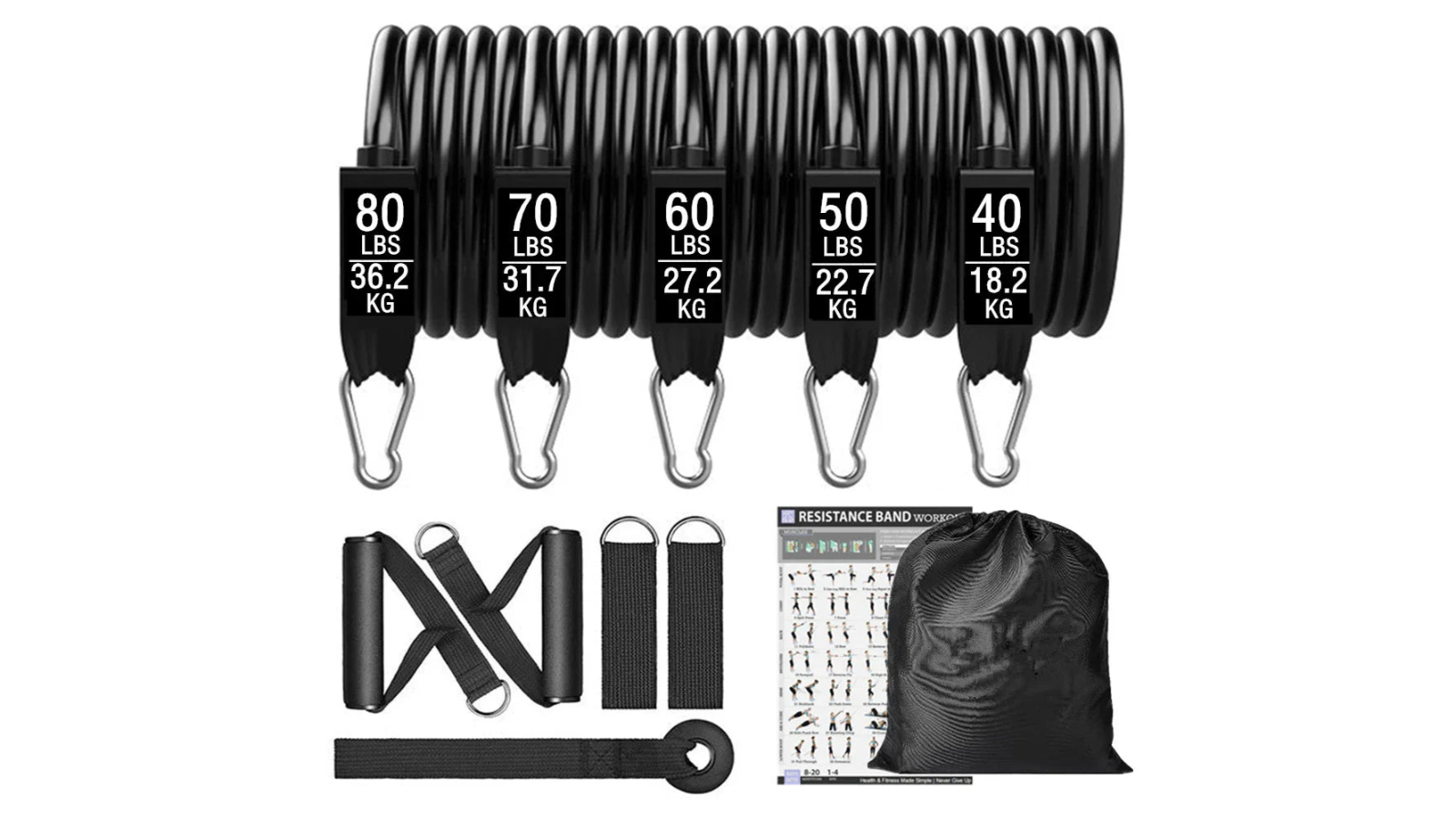 NNEOBA Booty Resistance Band Set with Dumbbell Harness - 136kg
