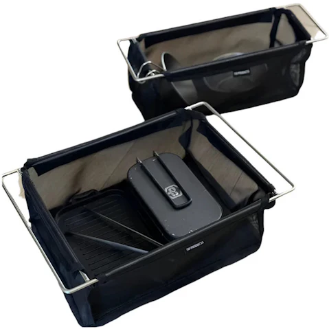 NNEOBA Black Folding Camping Mesh Basket Drainable Storage Bag