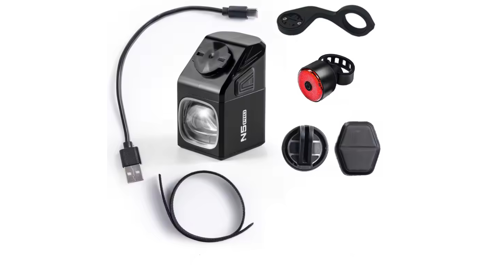 NNEOBA 1000 Lumen USB Rechargeable Front Bike Light Set - Black
