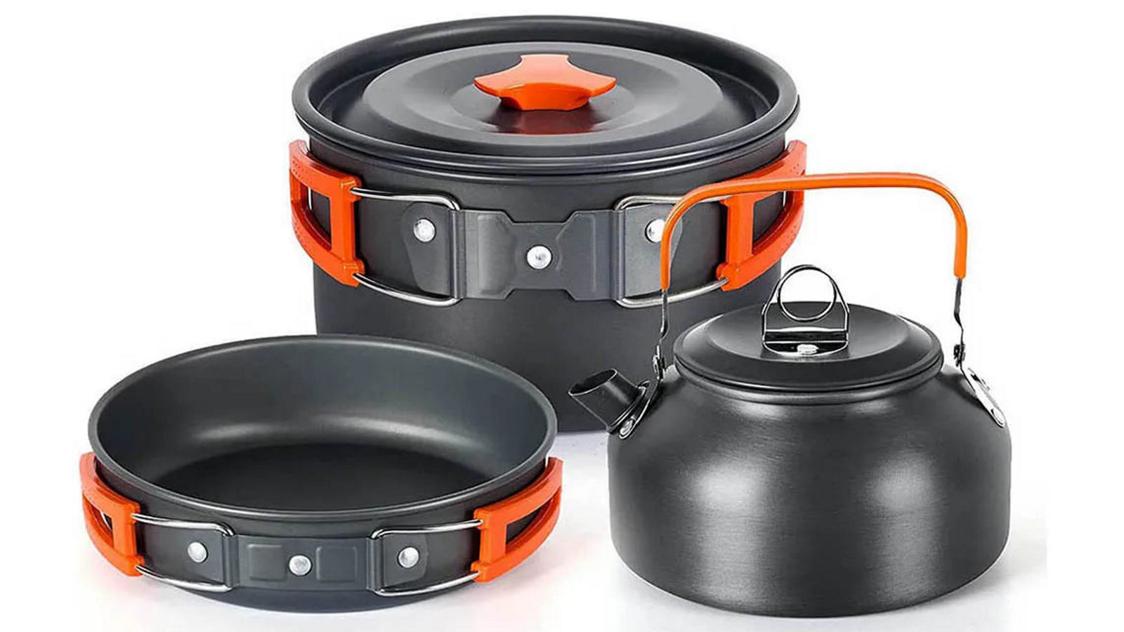 NNEOBA Aluminum Outdoor Camping Cookware Set Lightweight Cookset - Grey
