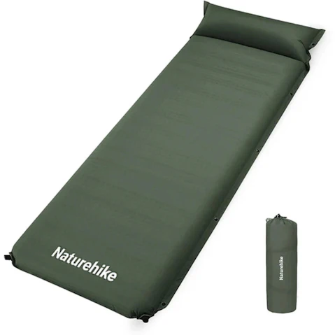 NNEOBA 10cm Thick Self-Inflating Double Mattress with Pillow - Green