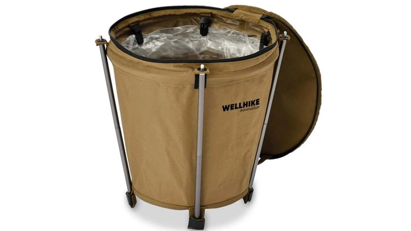 NNEOBA 20L Khaki Collapsible Outdoor Camping Trash Bin Waste Container