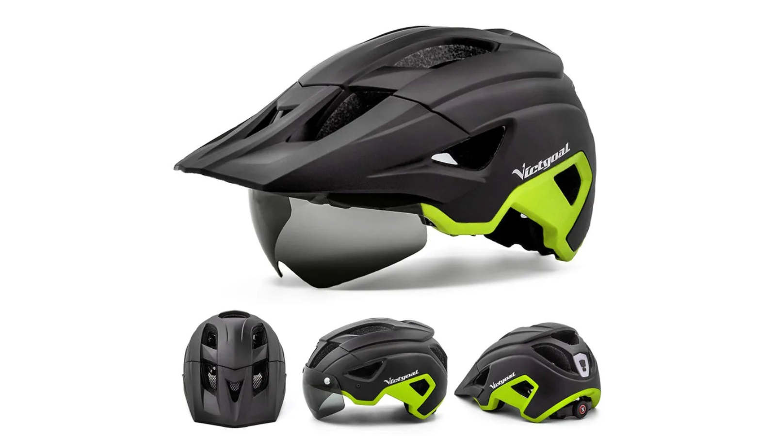 NNEOBA LED Bike Helmet Magnetic Goggles - Green