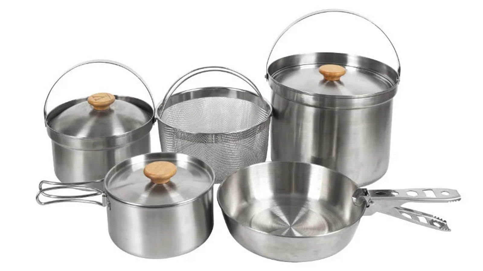 NNEOBA 5L Outdoor Stainless Steel Camping Cookware Set - Silver
