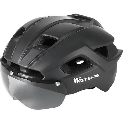 NNEOBA Titanium Ultralight Cycling Helmet with Magnetic Goggles, LED Taillight